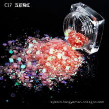 Chunky chameleon iridescent polyester glitters for cosmetics (nail polish, lipsticks, eye shadow ), all Festivals ornament